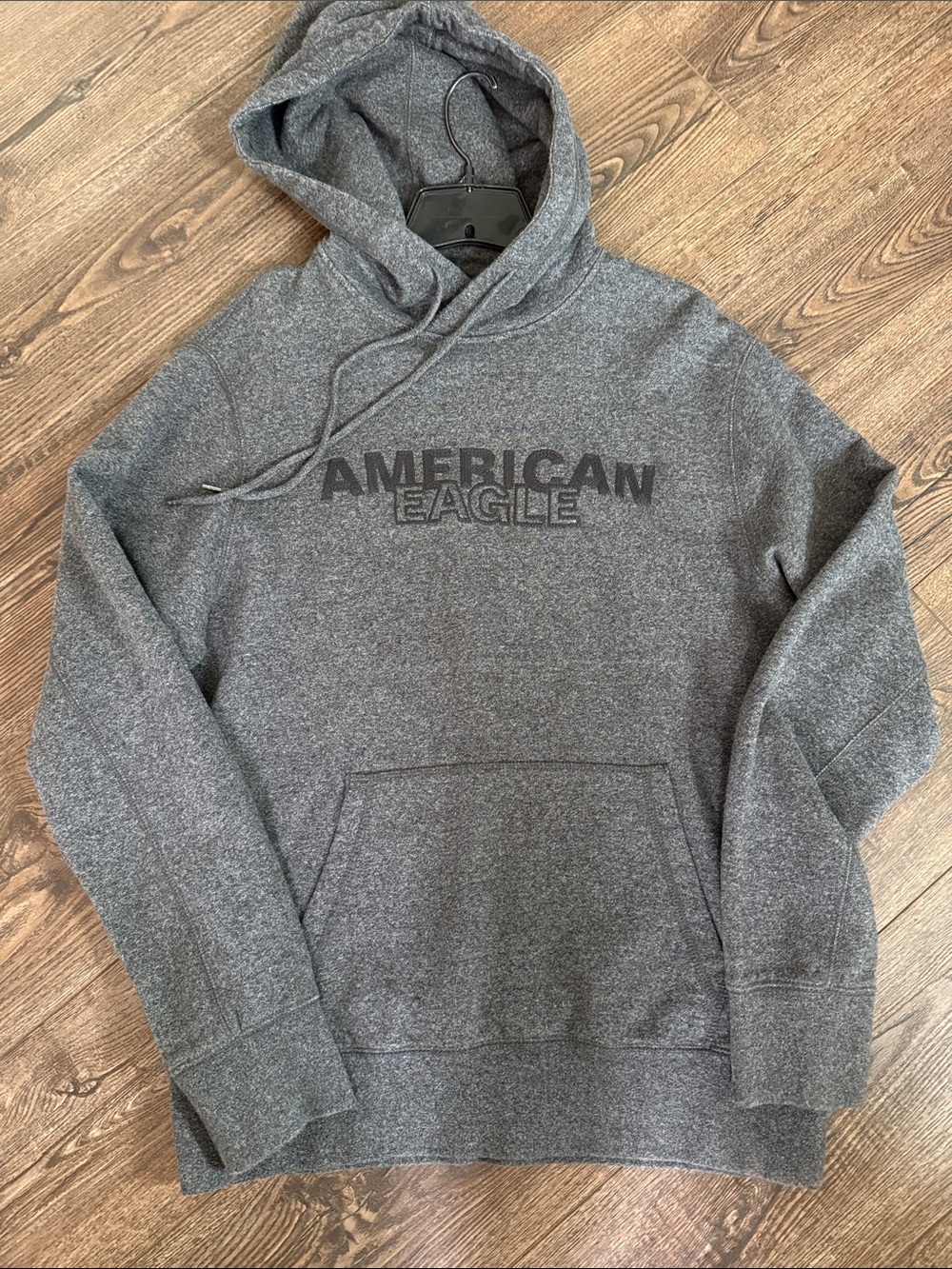 American Eagle Outfitters NWOT Dark Gray Pullover Hoodie Embroidered Logo M